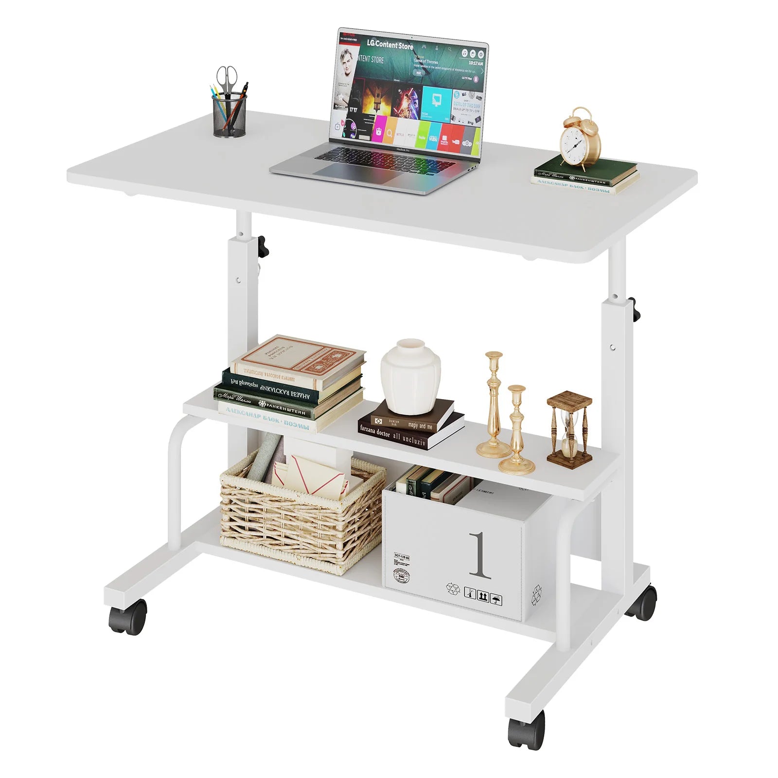 Adjustable Height Mobile Standing Computer Desk