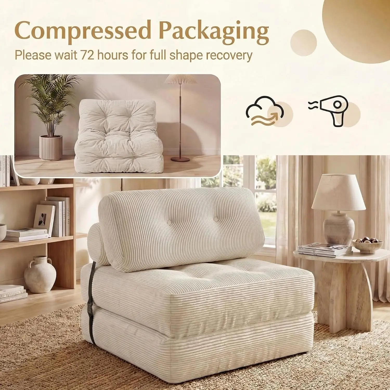 Convertible Folding Sofa Bed with Pillow