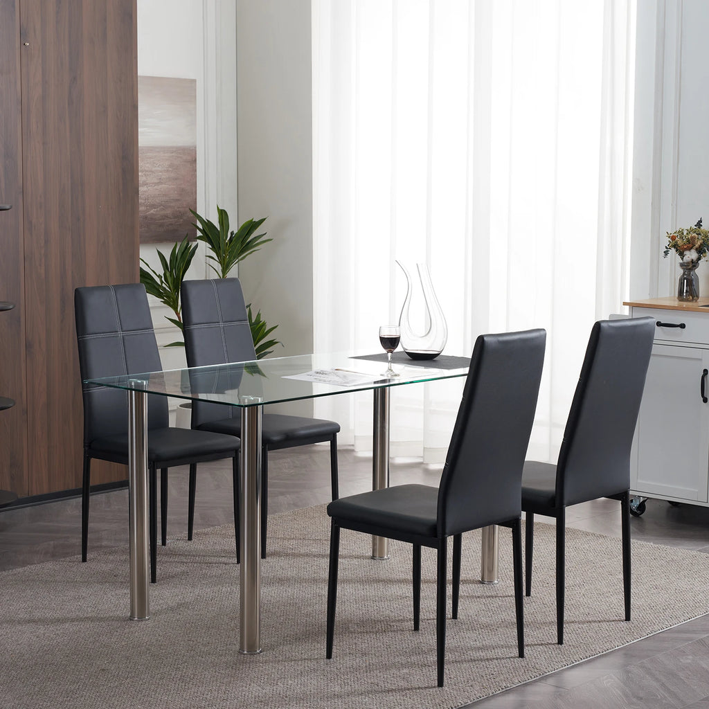 Black High Back Dining Chairs (Set of 4)