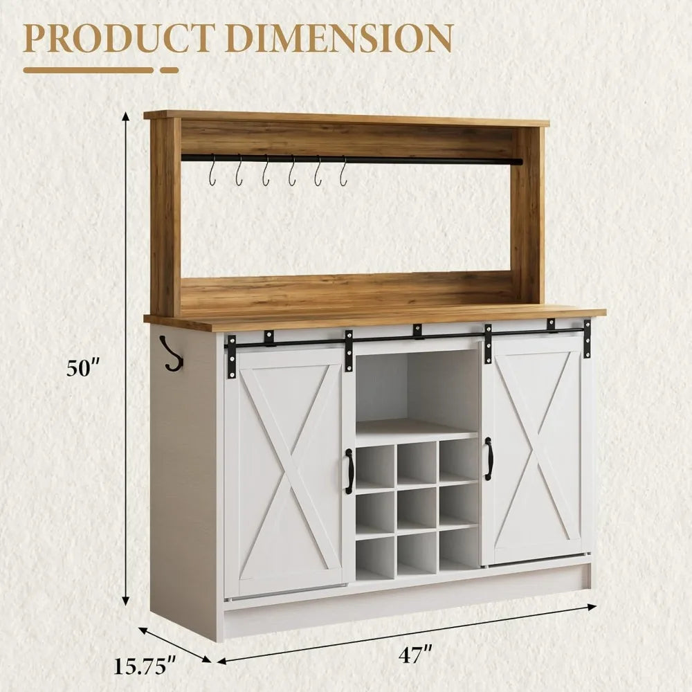 Farmhouse Coffee Bar Cabinet with Storage
