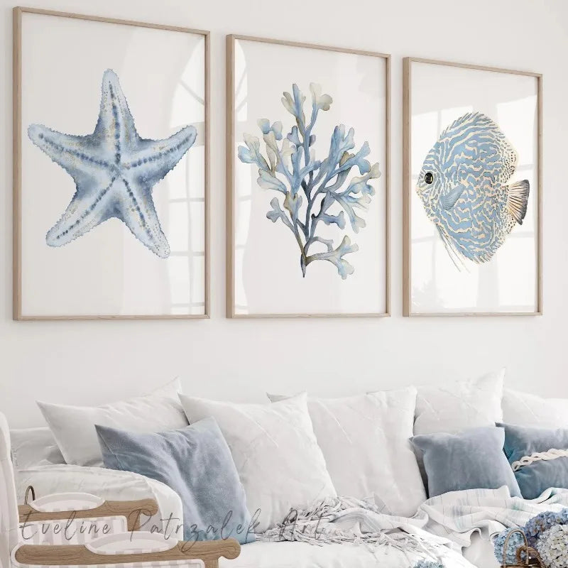 Coastal Frameless Poster Wall Art (Set of 3)