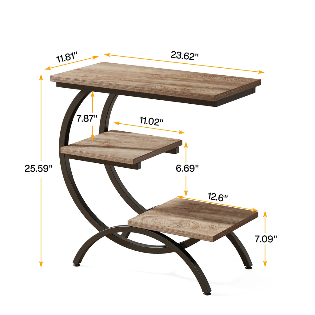 Modern Industrial C-Shaped End Table