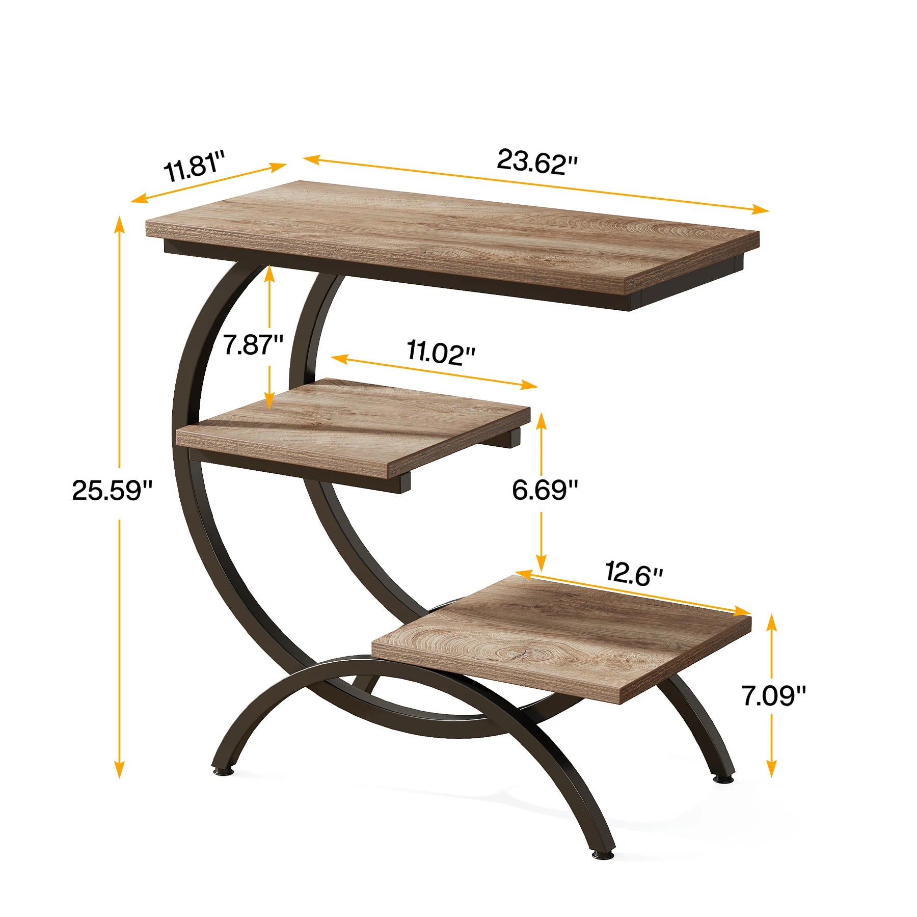 Modern Industrial C-Shaped End Table