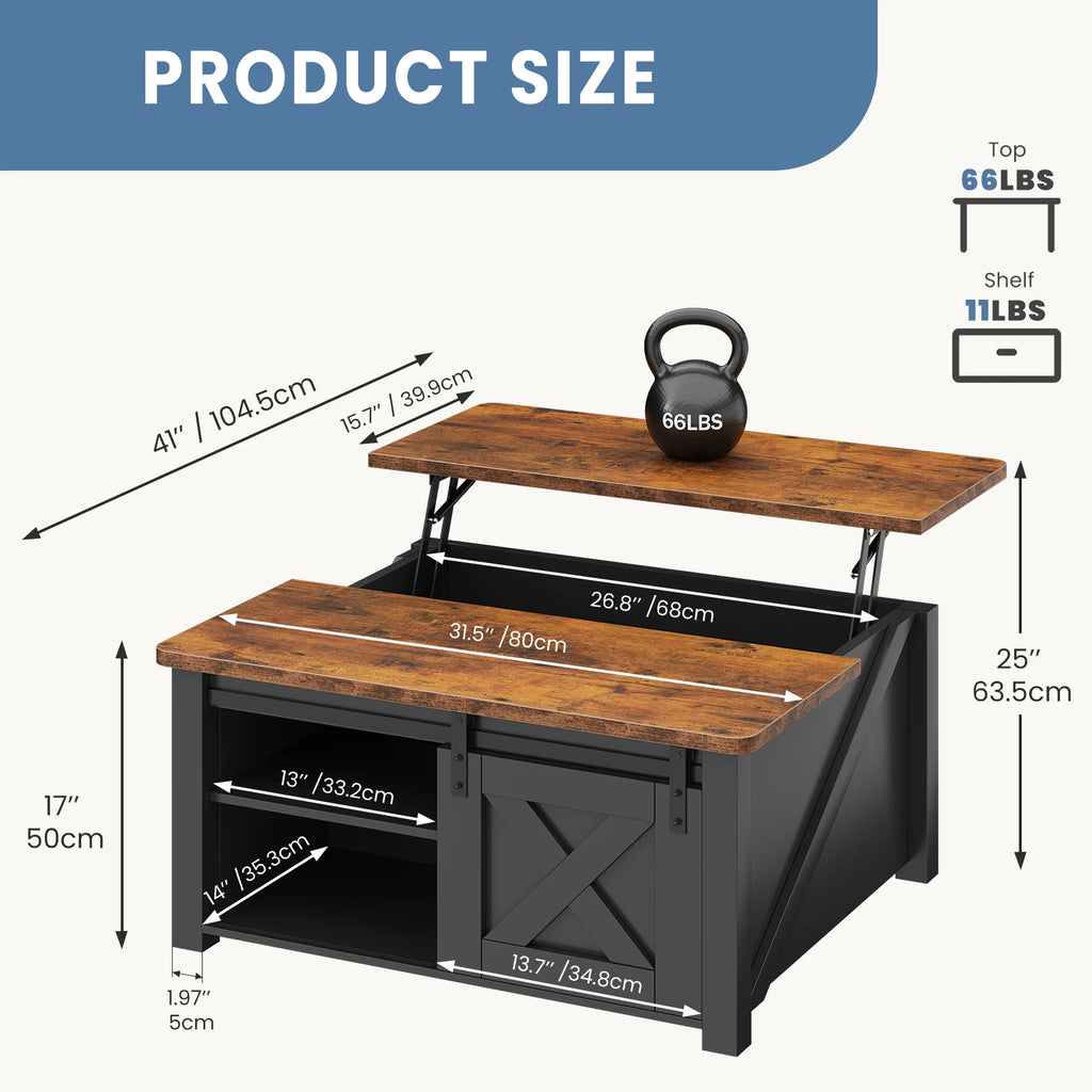 Square Lift Top Coffee Table