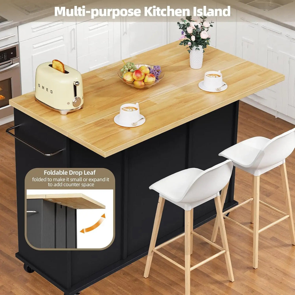 Kitchen Island with Storage on Wheels