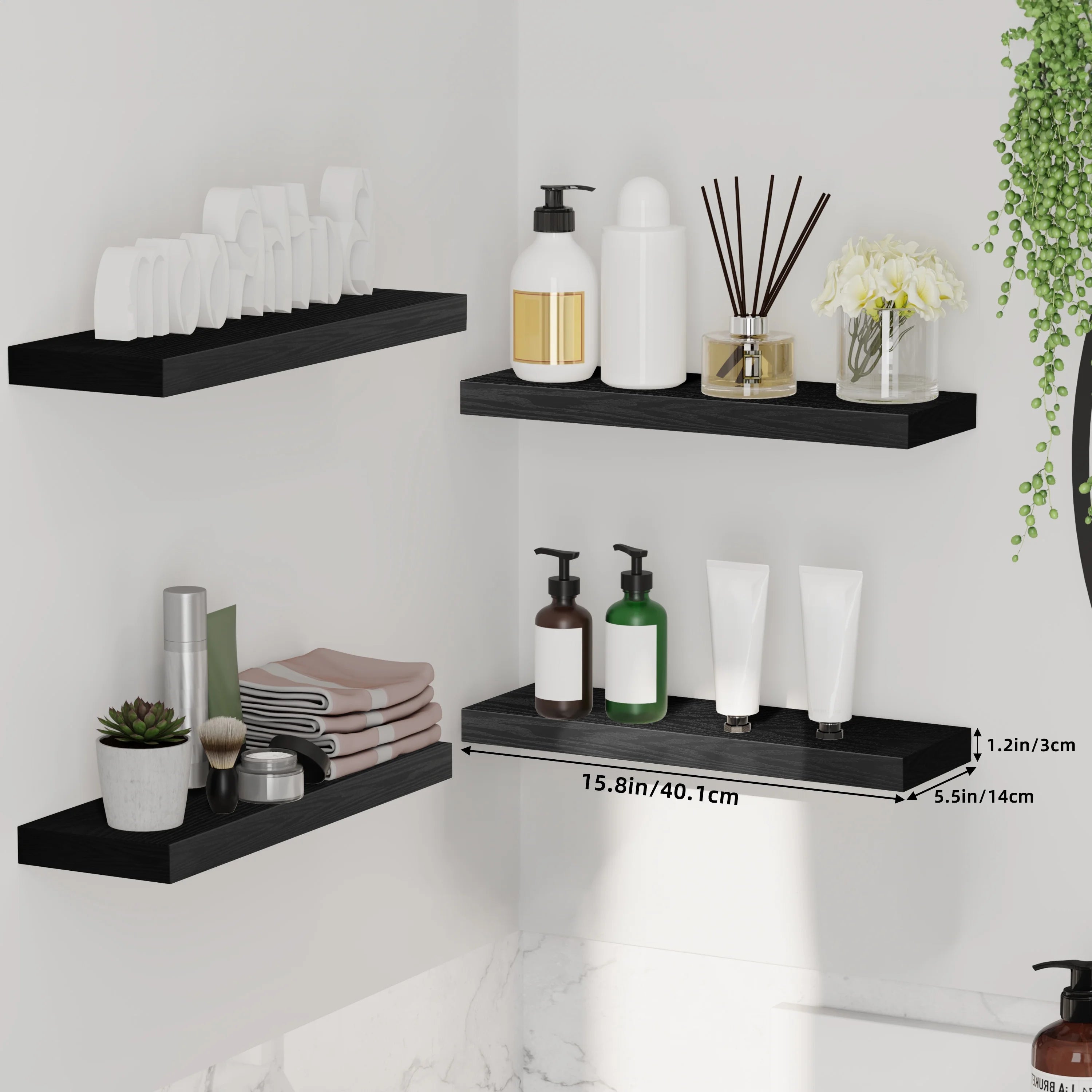 4/8pcs 15.8in Floating Shelves For Wall
