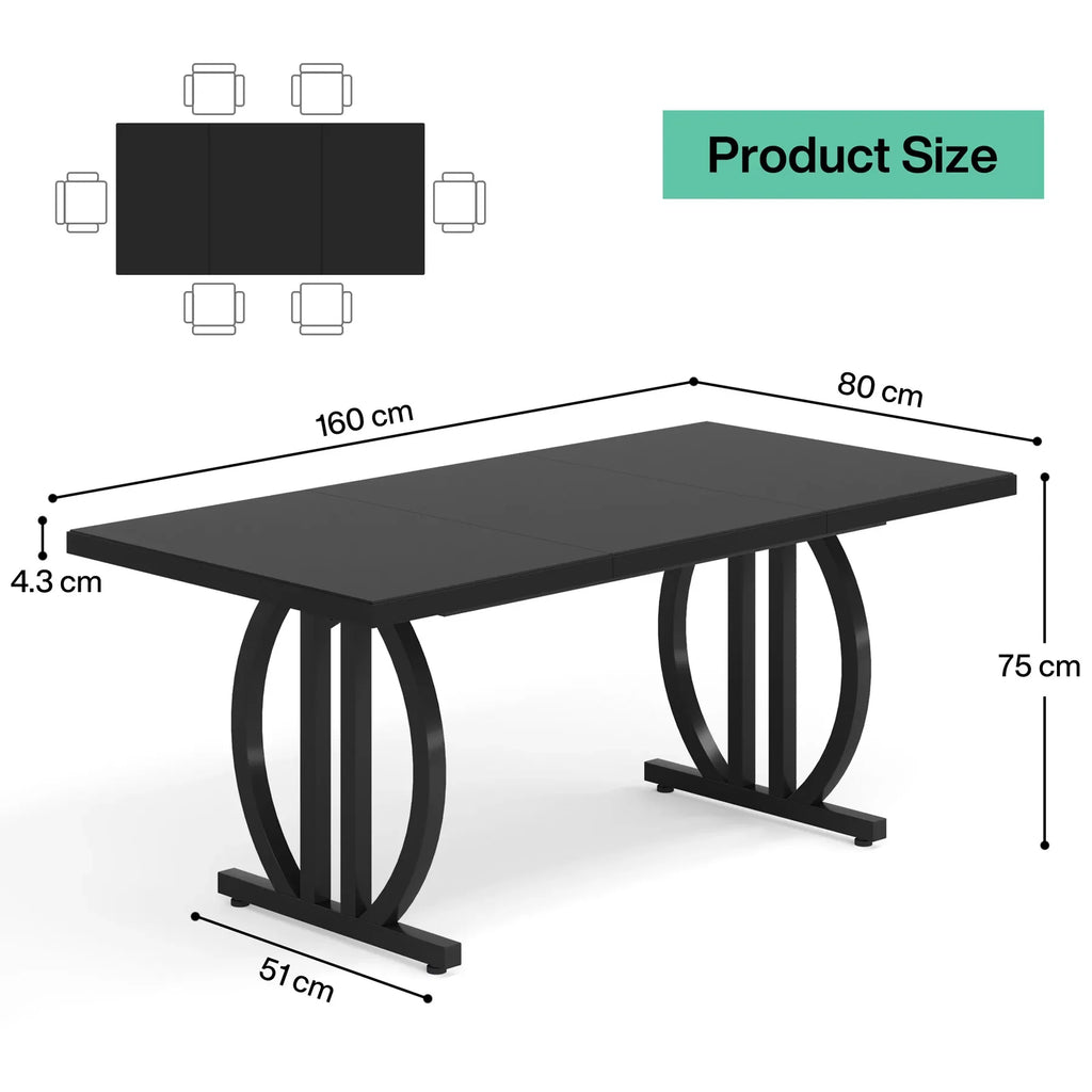 Modern Industrial Dining Table with Heavy Duty Metal Frame