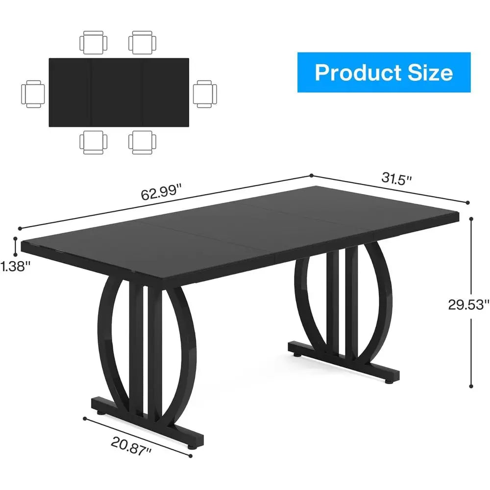 Rectangular Dining Table with Metal Legs
