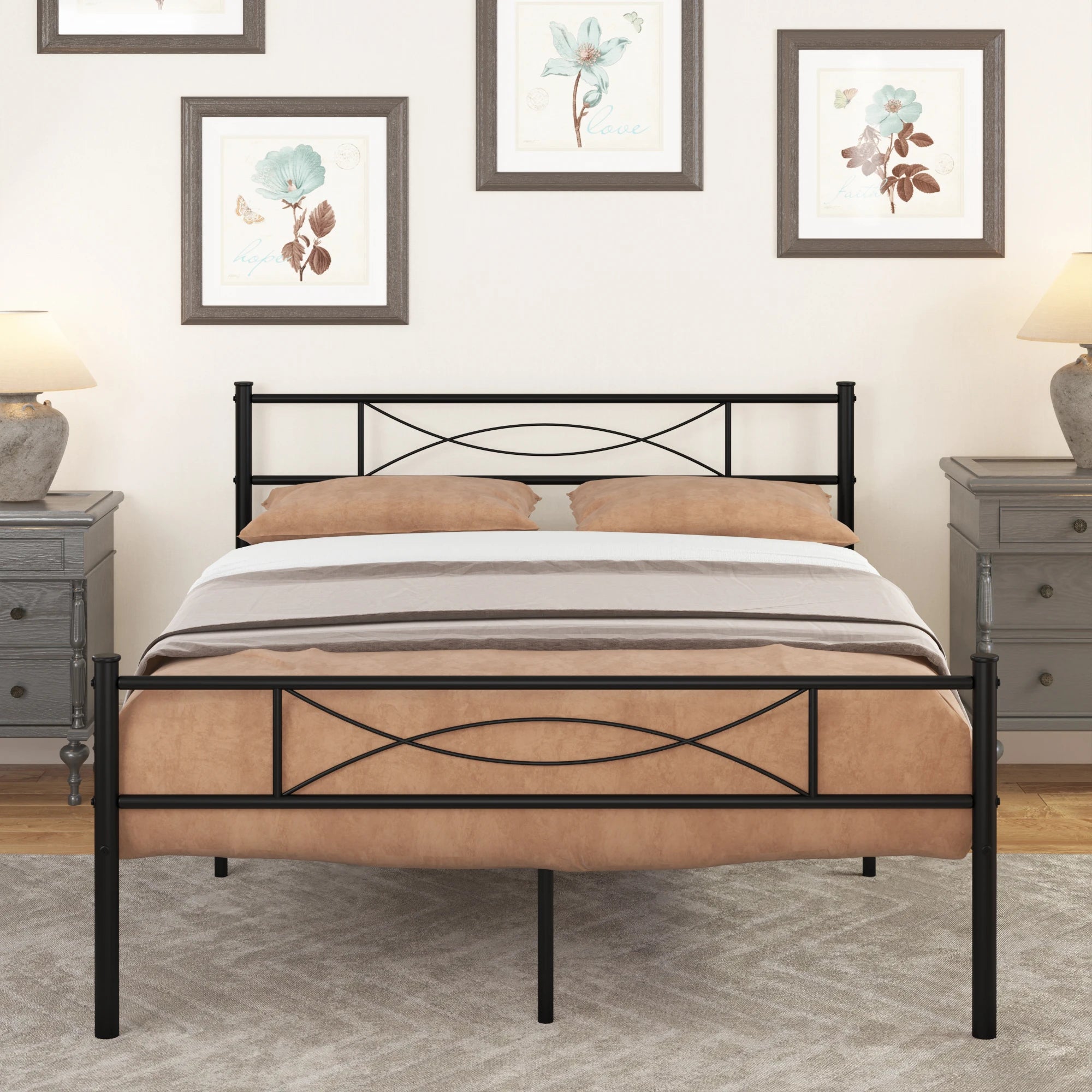 Full Sized Metal Bed Frame with Headboard