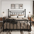 Queen Size Metal Platform Bed Frame with Victorian Headboard and Footboard
