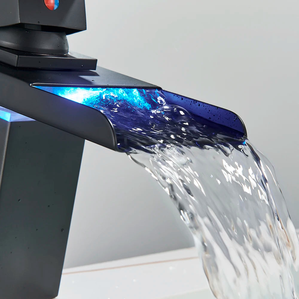 LED Color Changing Waterfall Sink Faucet
