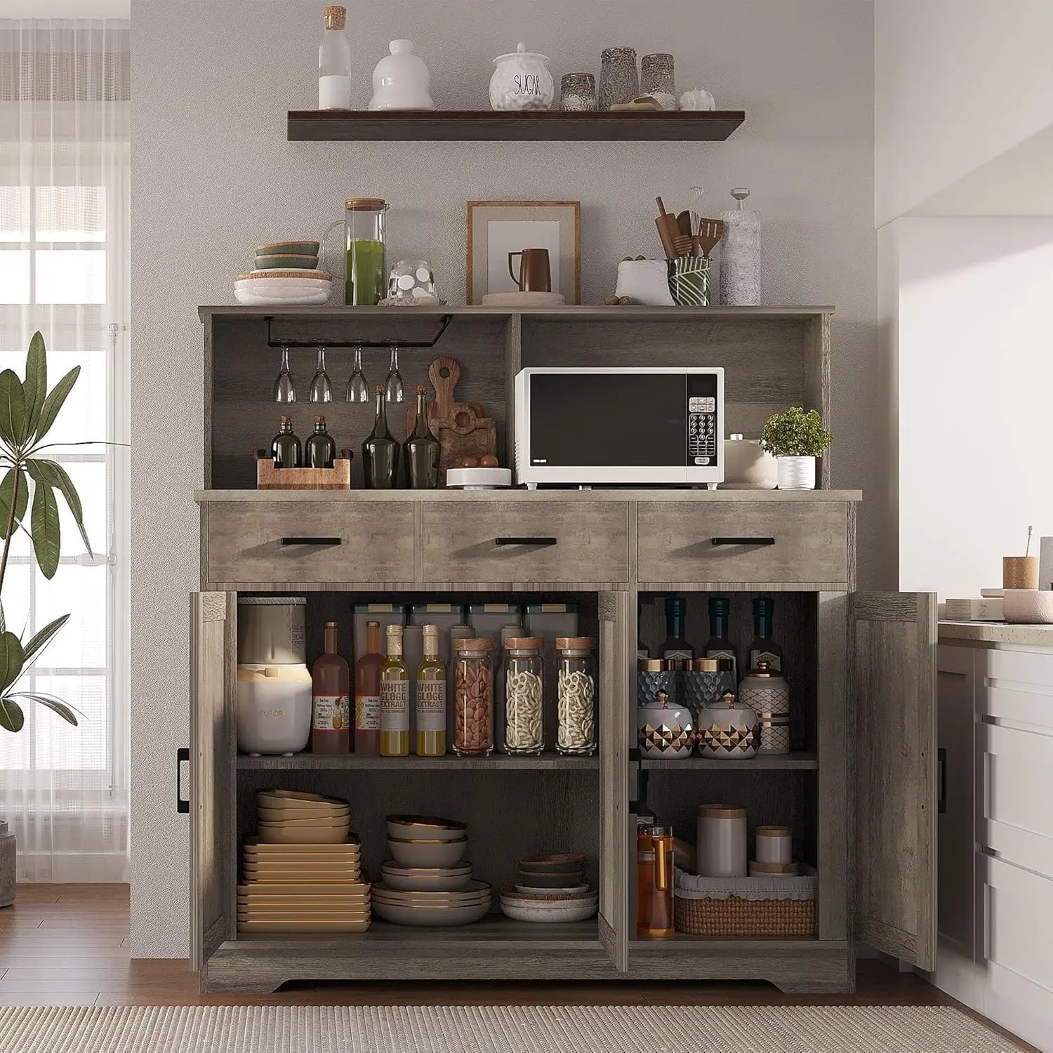 Farmhouse Sideboard Buffet with Barn Doors