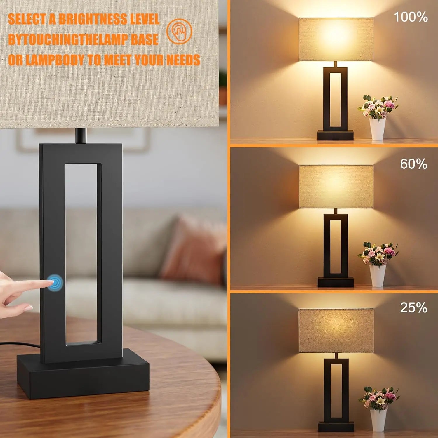 3 Way Dimmable Touch Control Bedroom Lamps