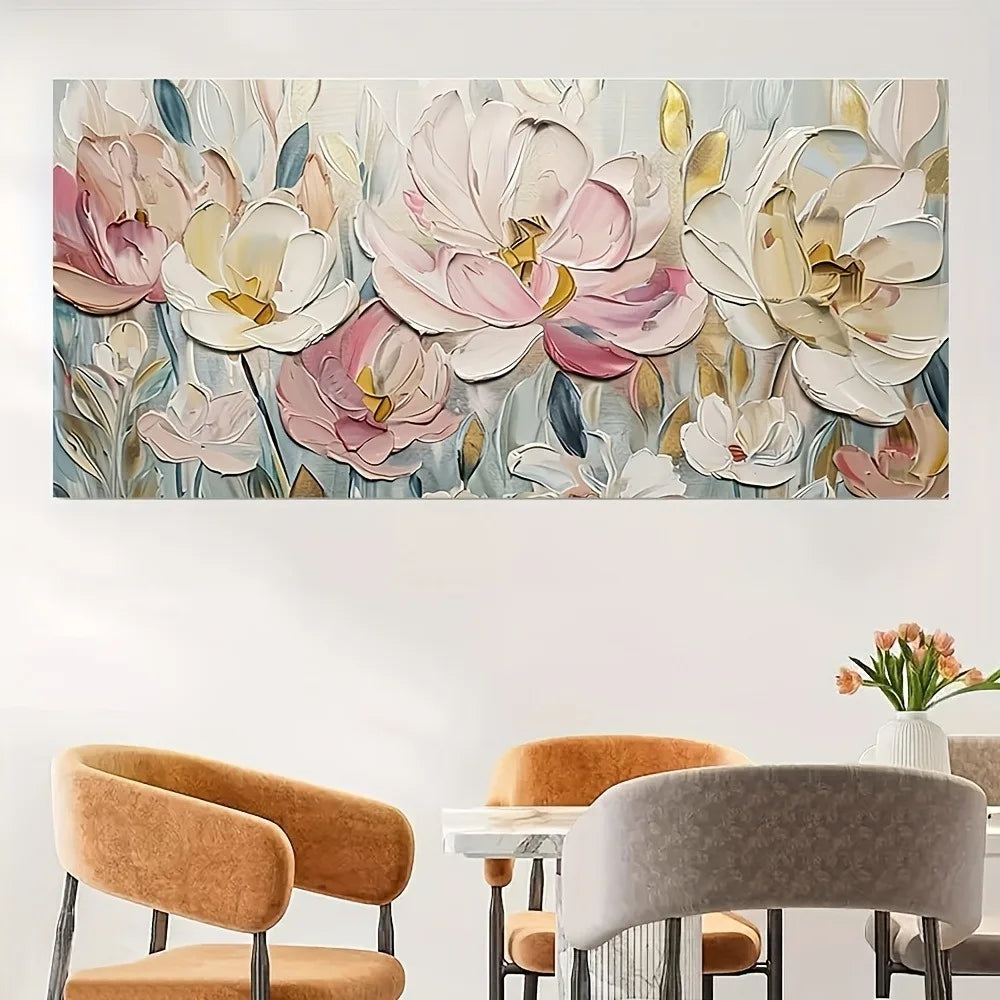 Abstract floral canvas painting