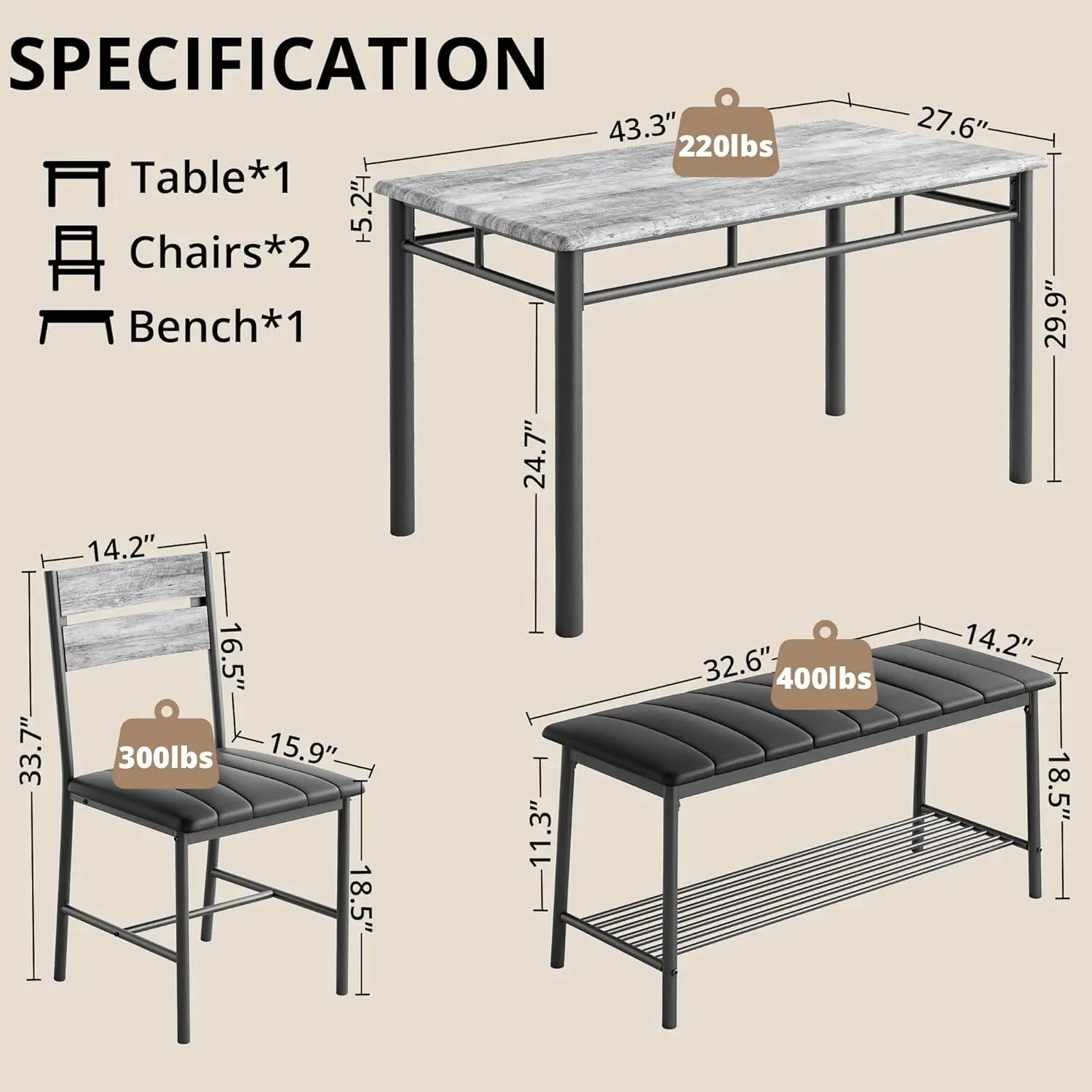 Dining Table Set for 4
