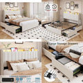 Queen Size Bed Frame with Storage Headboard