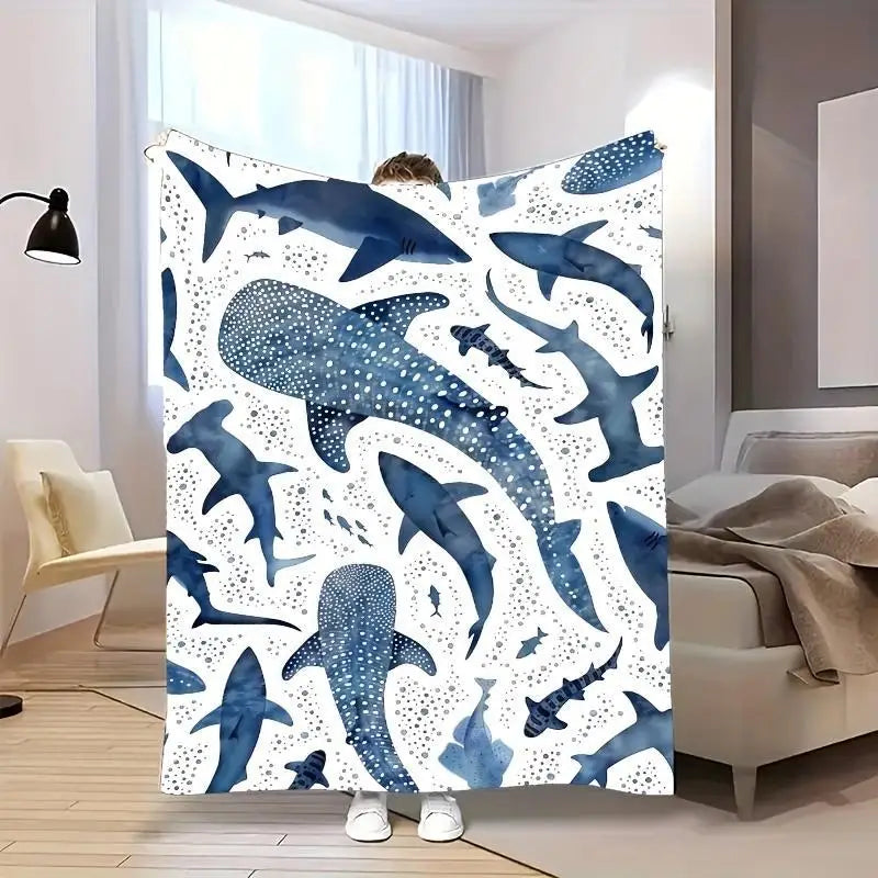 Whale shark pattern warm blanket