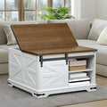 White Farmhouse Coffee Table with Storage