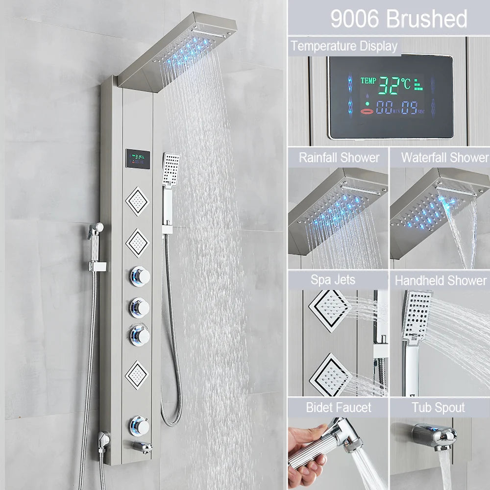 LED Jet Shower Waterfall Rain Shower