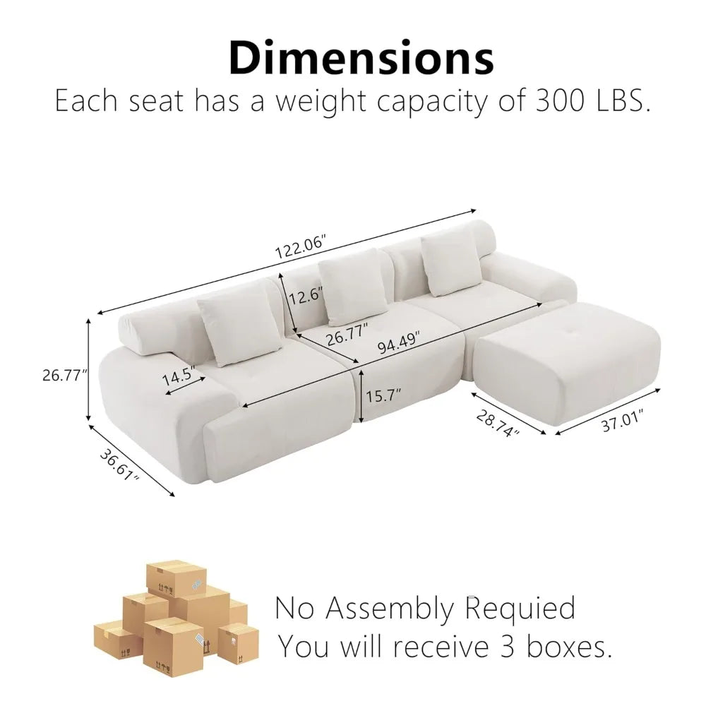 Boneless Modular Sectional Sofa with Ottoman