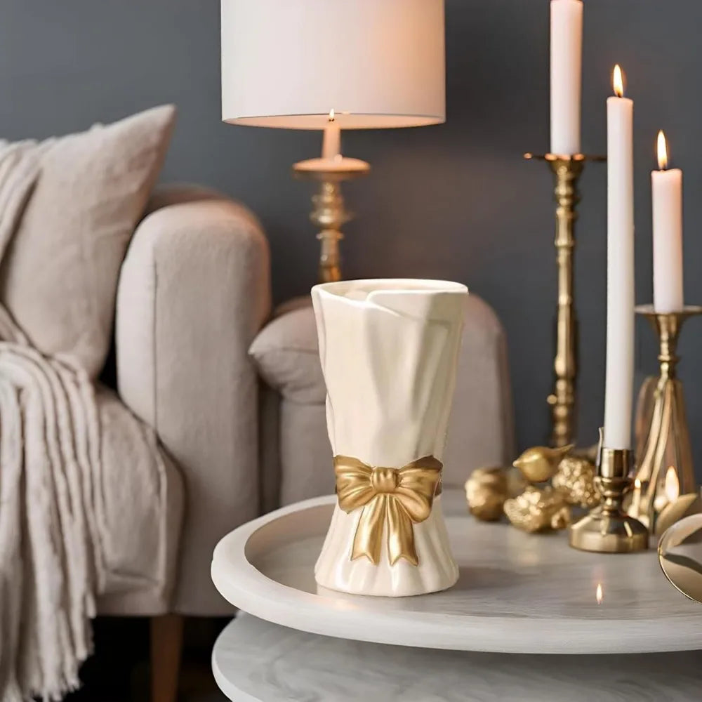 White Bohemian Style Bow vase