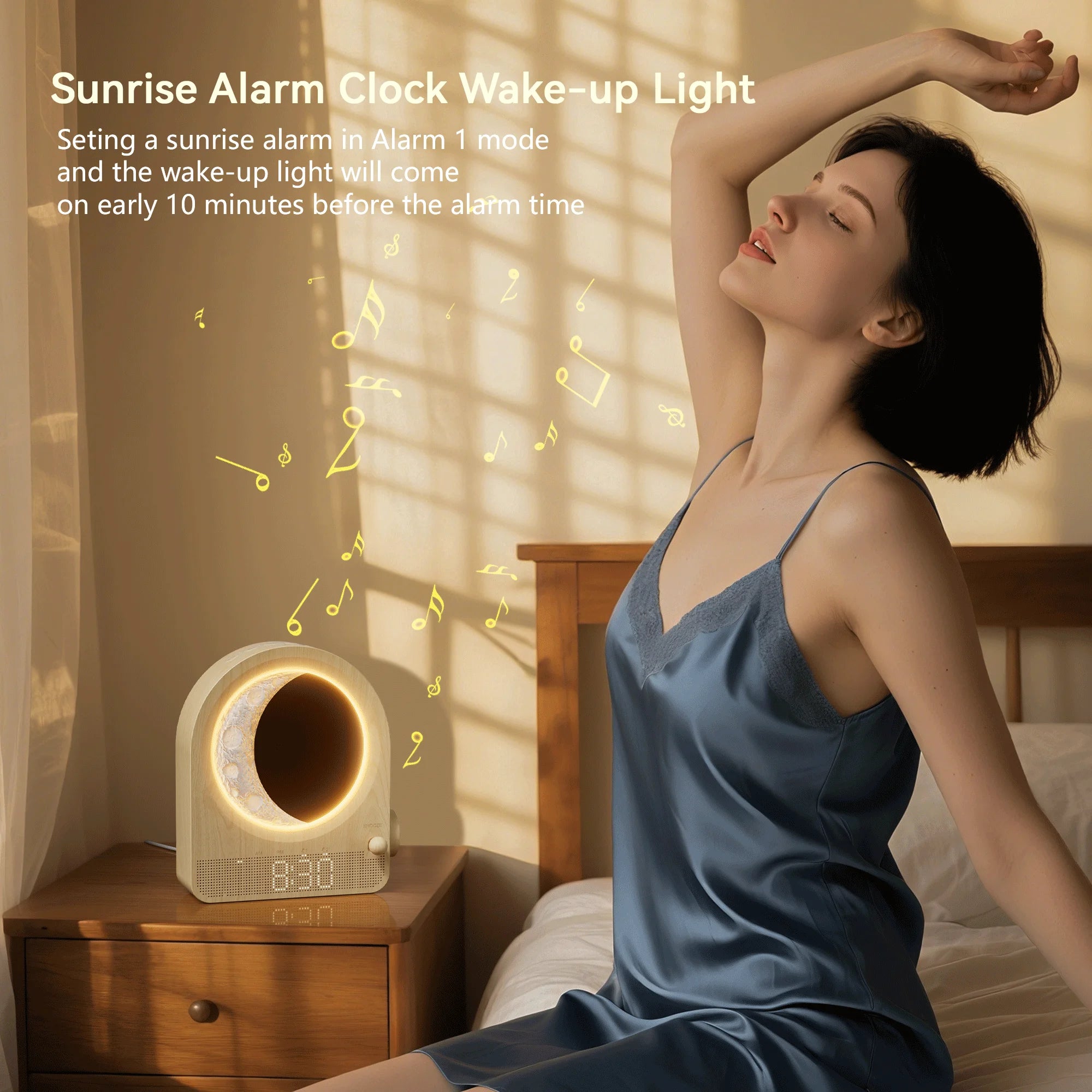 Dimmable Moon Lamp Dual Alarm Clock
