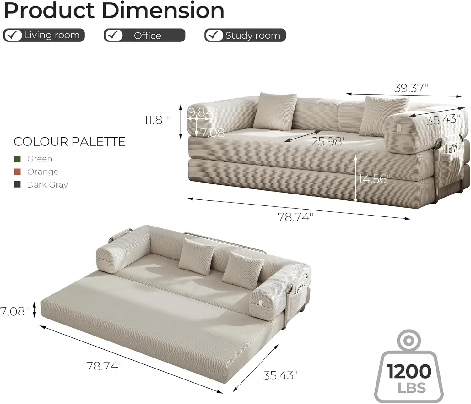 Boneless Convertible Folding Sofa Bed