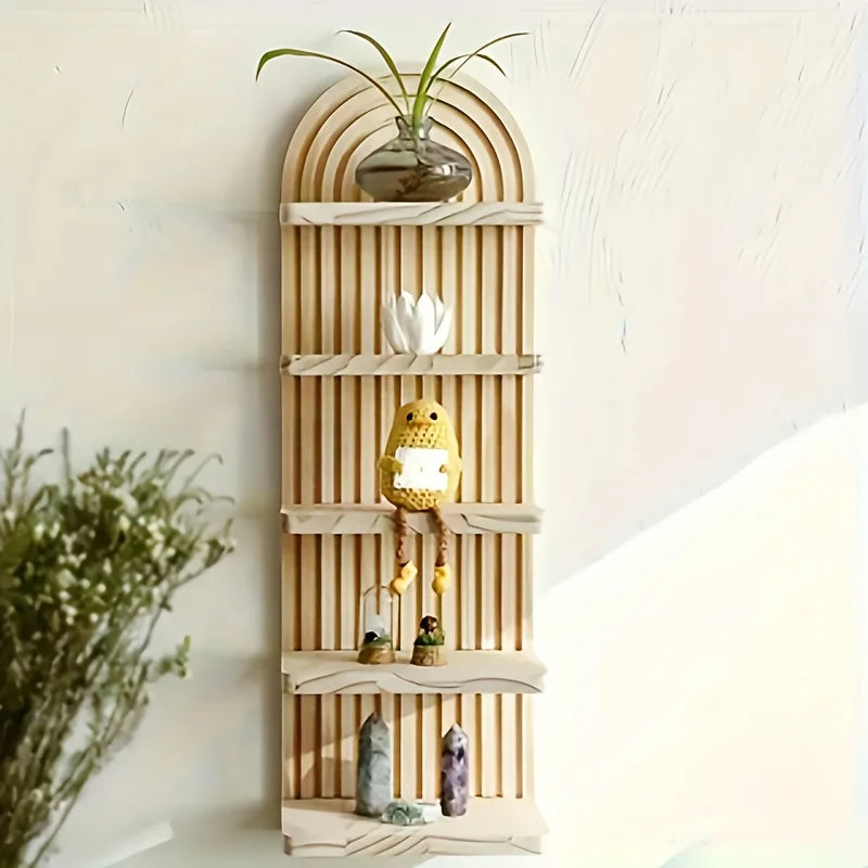 Bohemian Style Wooden 3-Layer/5-Layer Oval Wall Shelf