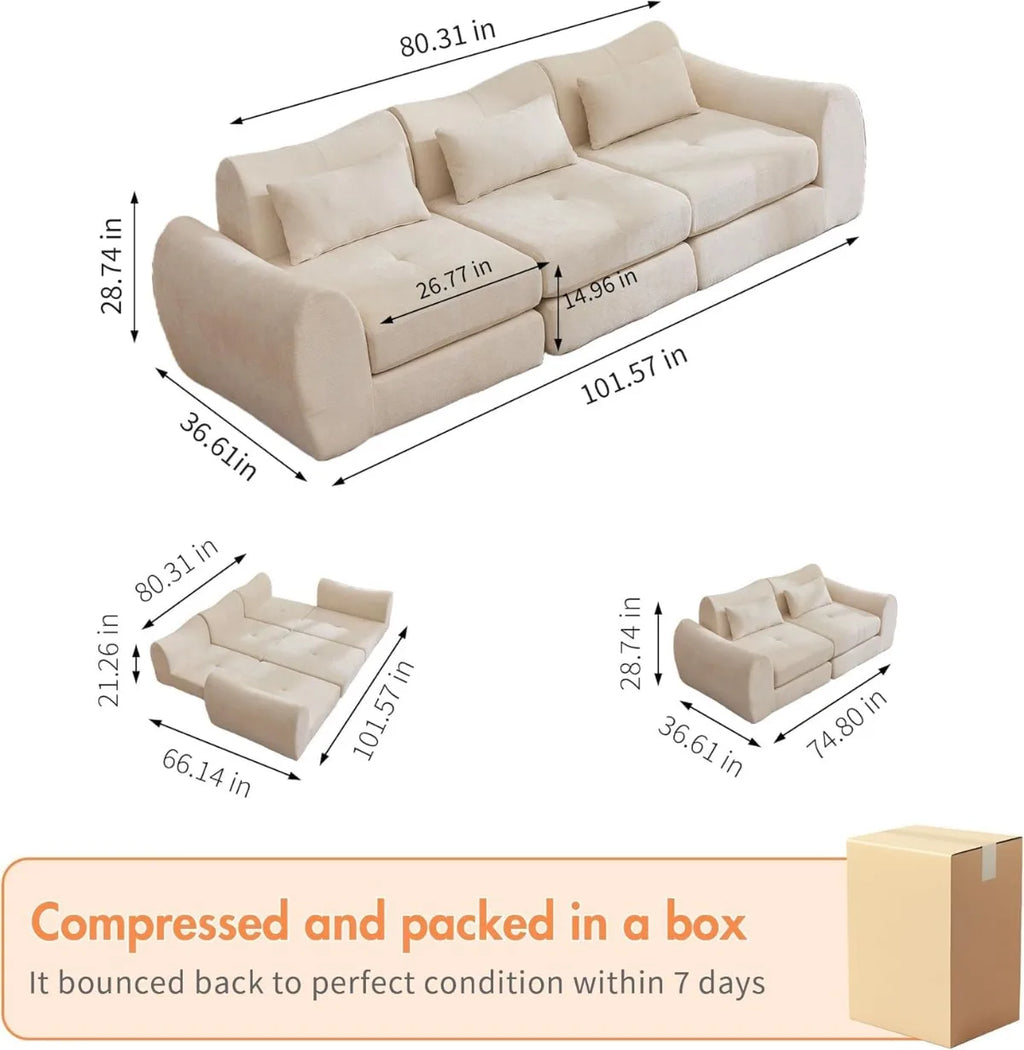 Modular Sectional Boneless Couch