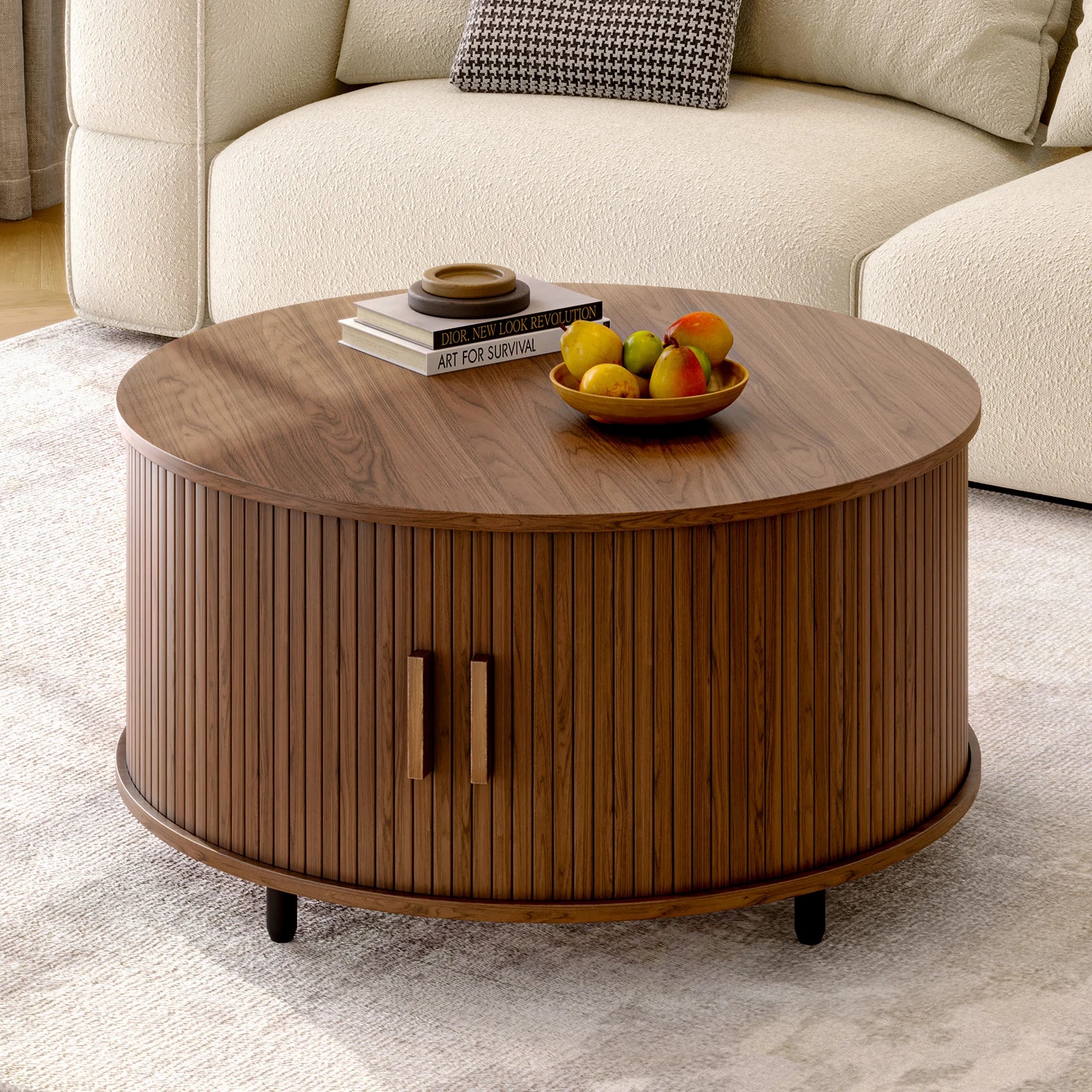 Modern Round Coffee Table with Storage