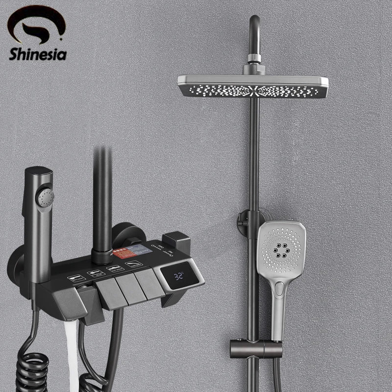 Black Rainfall Bathroom Shower System