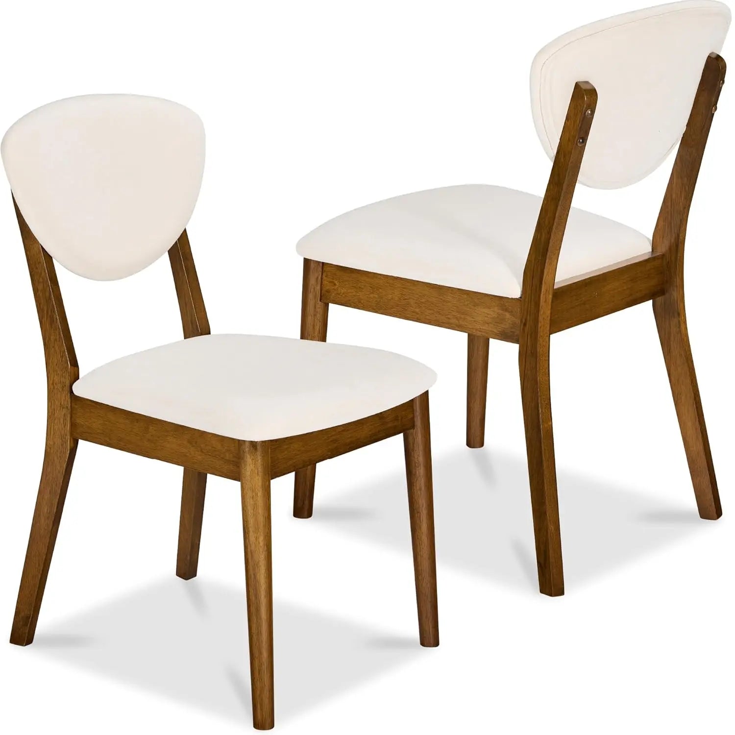 Mid-Century Modern Upholstered Wood Armless Dining Chairs (Set of 2)