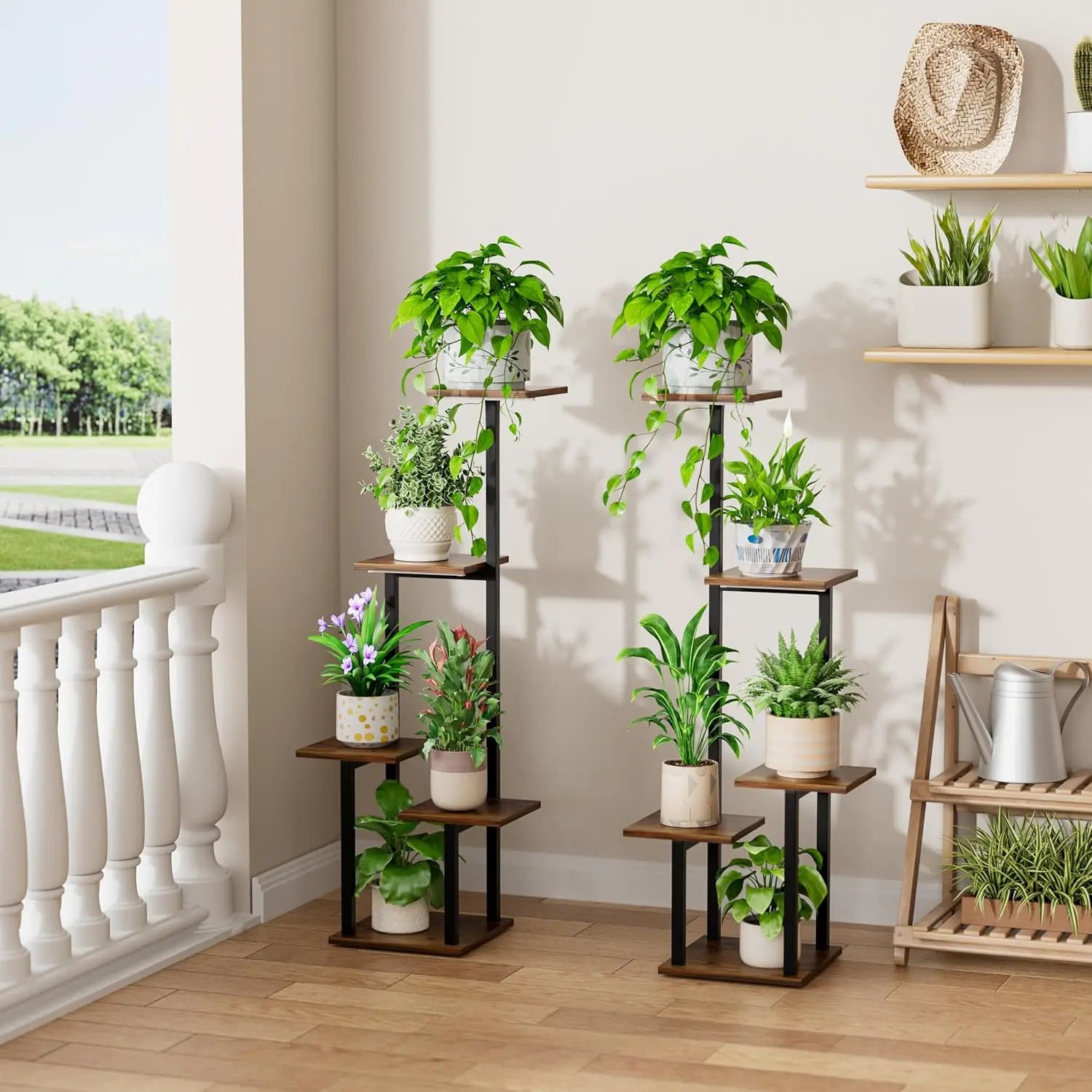(2 Pack) 5 Tier Plant Stand with Grow Light