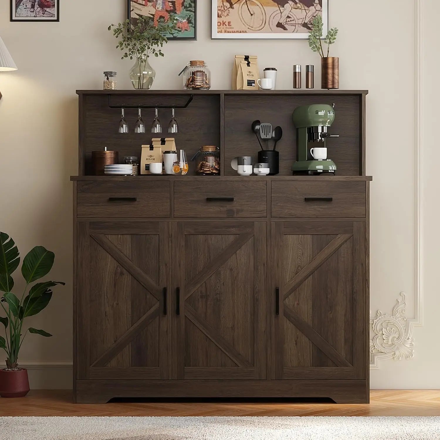 Farmhouse Sideboard Buffet with Barn Doors