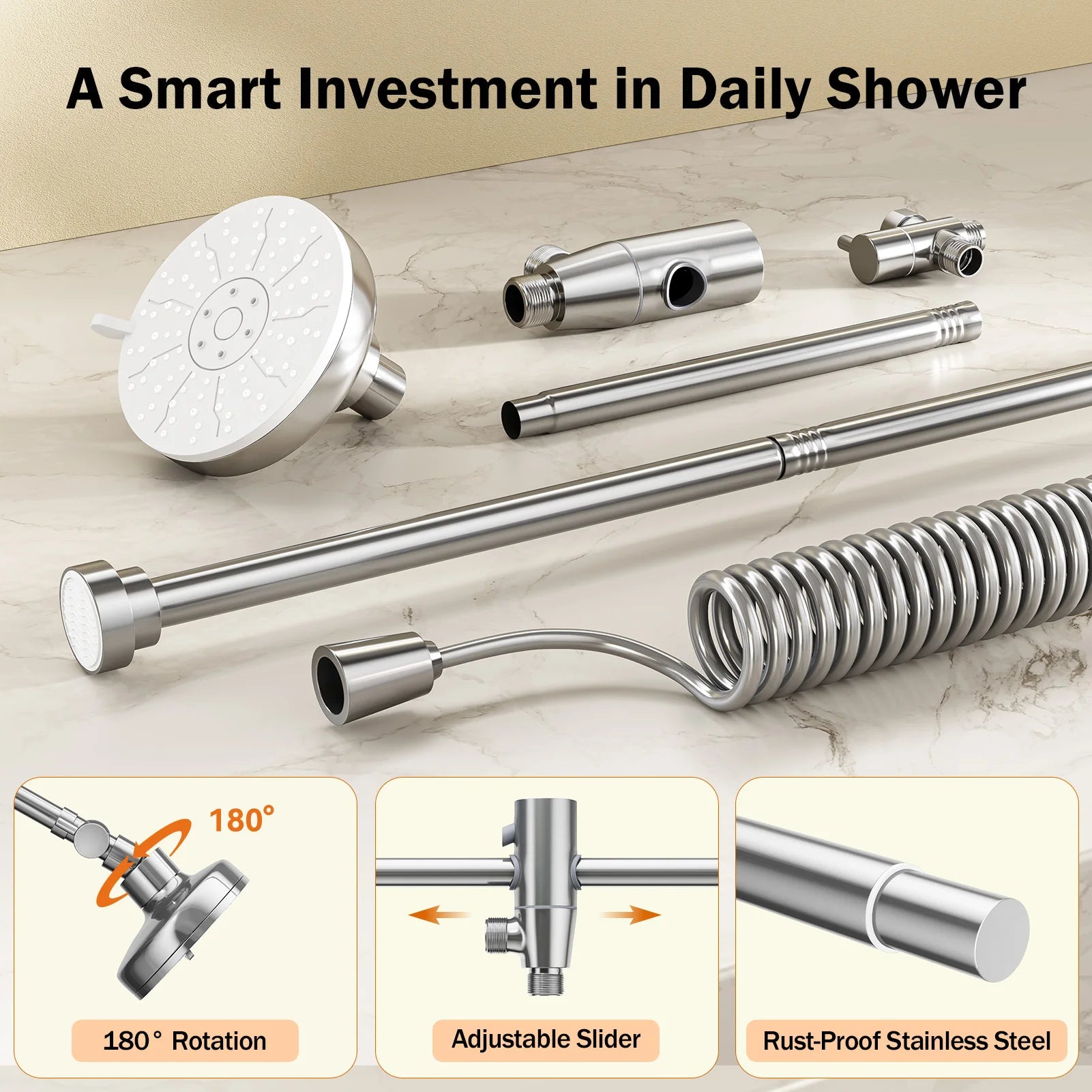 Dual Shower Head with Original Adjustable Slider