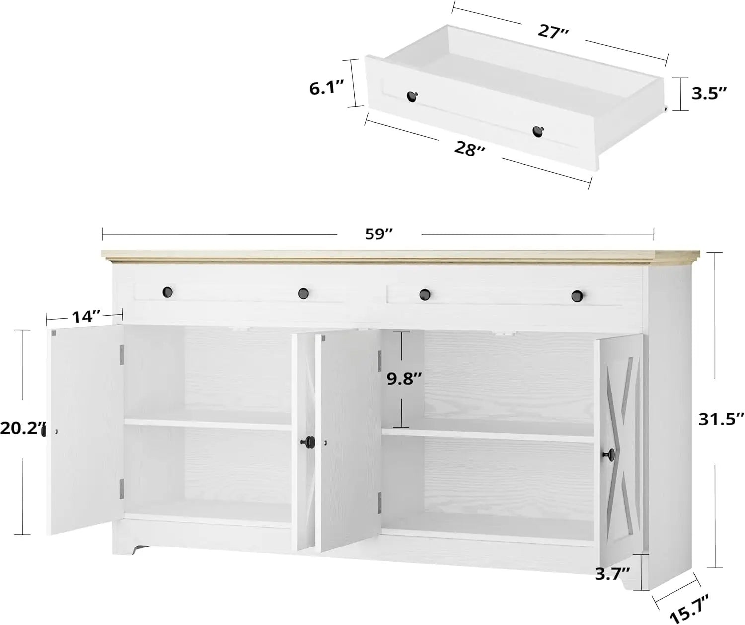 Farmhouse Buffet Cabinet with Storage