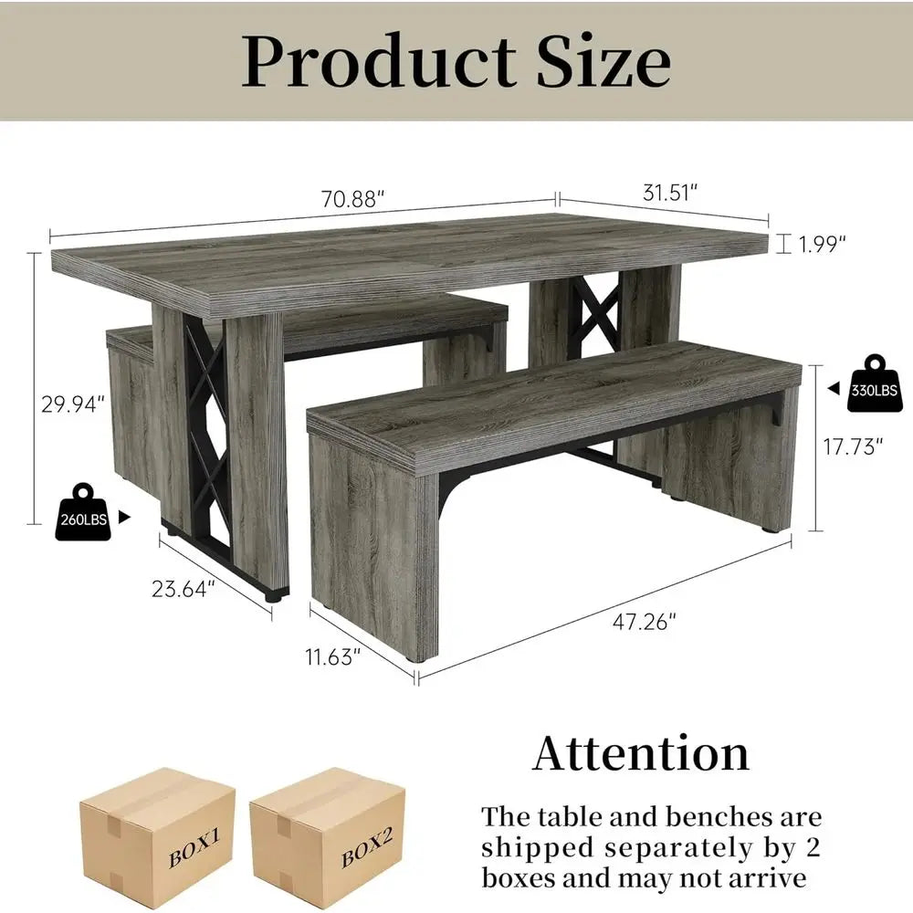 Grey 6-Person Kitchen Nook