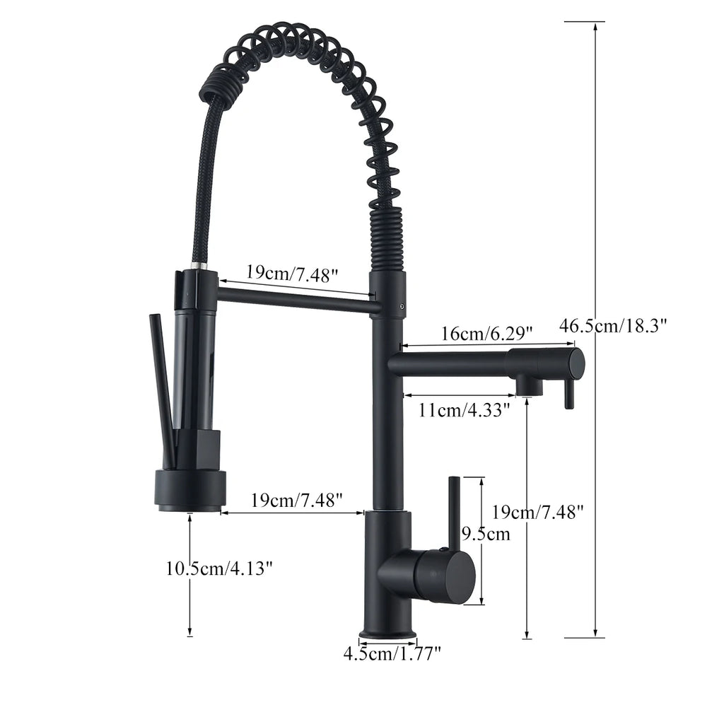 Pull Down Kitchen Faucet with Dual Spout