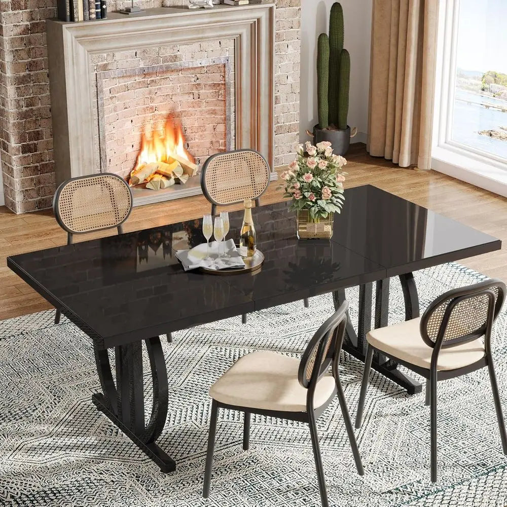 Rectangular Dining Table with Metal Legs
