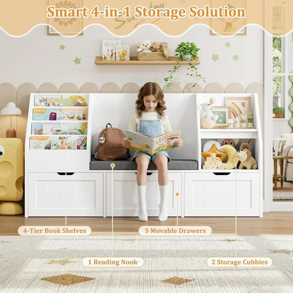 Kids Bookshelf with Reading Nook