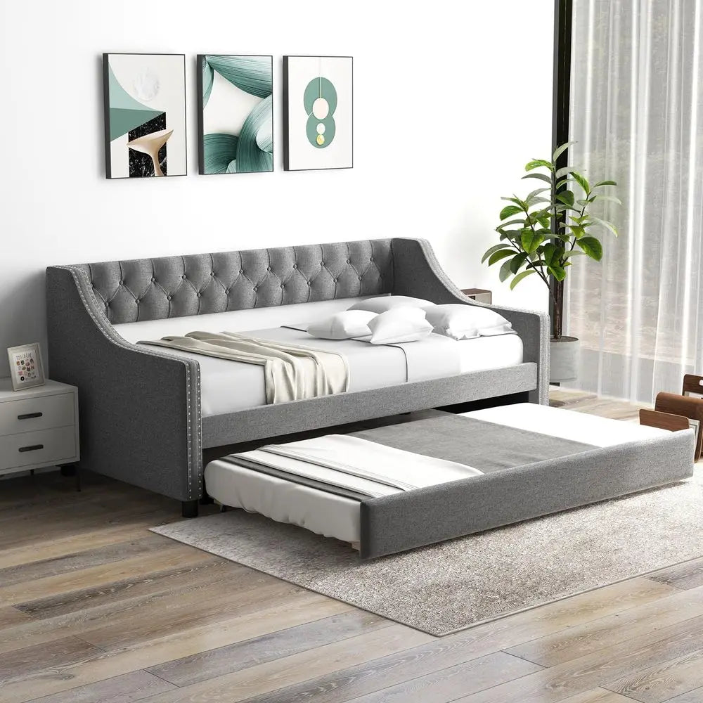 Upholstered Twin Daybed with Trundle