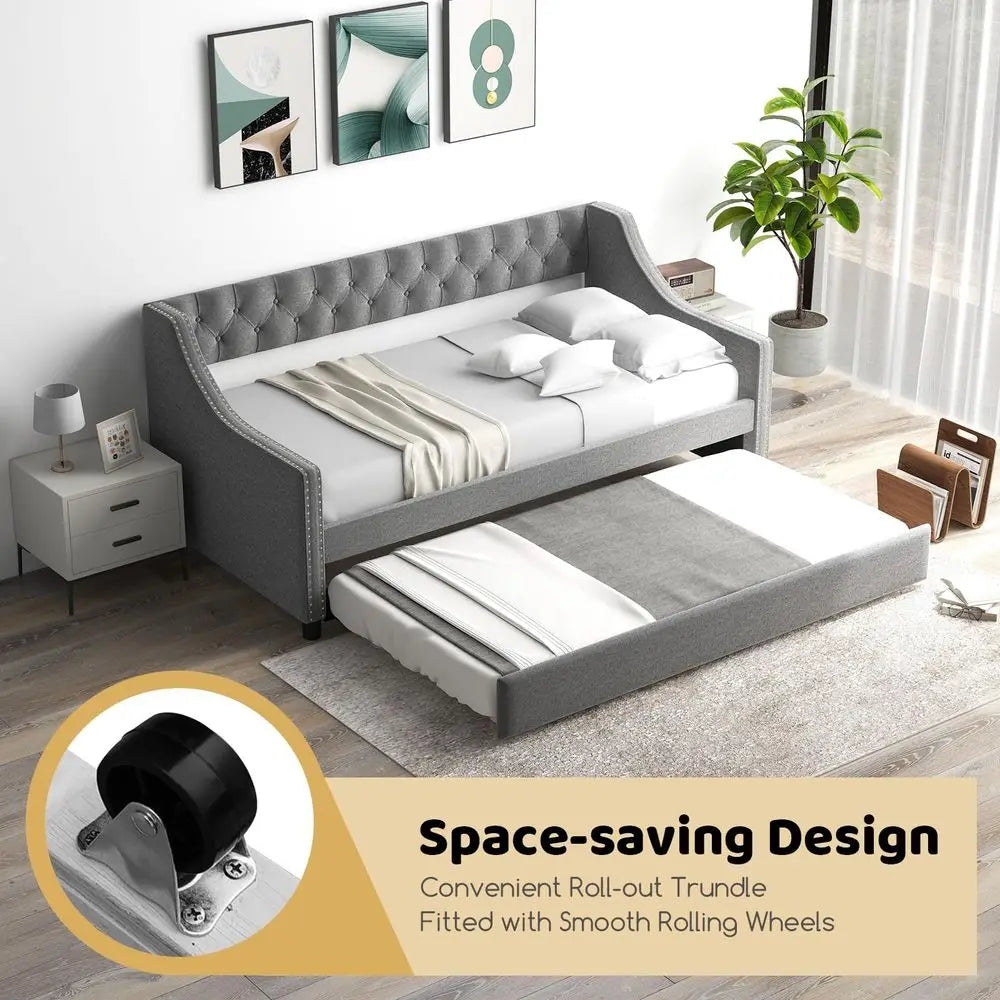 Upholstered Twin Daybed with Trundle