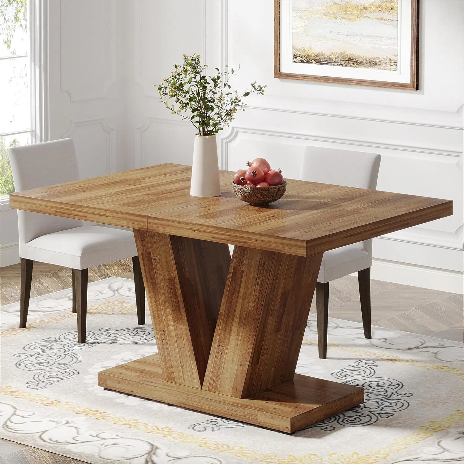 Heavy Duty Pedestal Farmhouse Dining Table