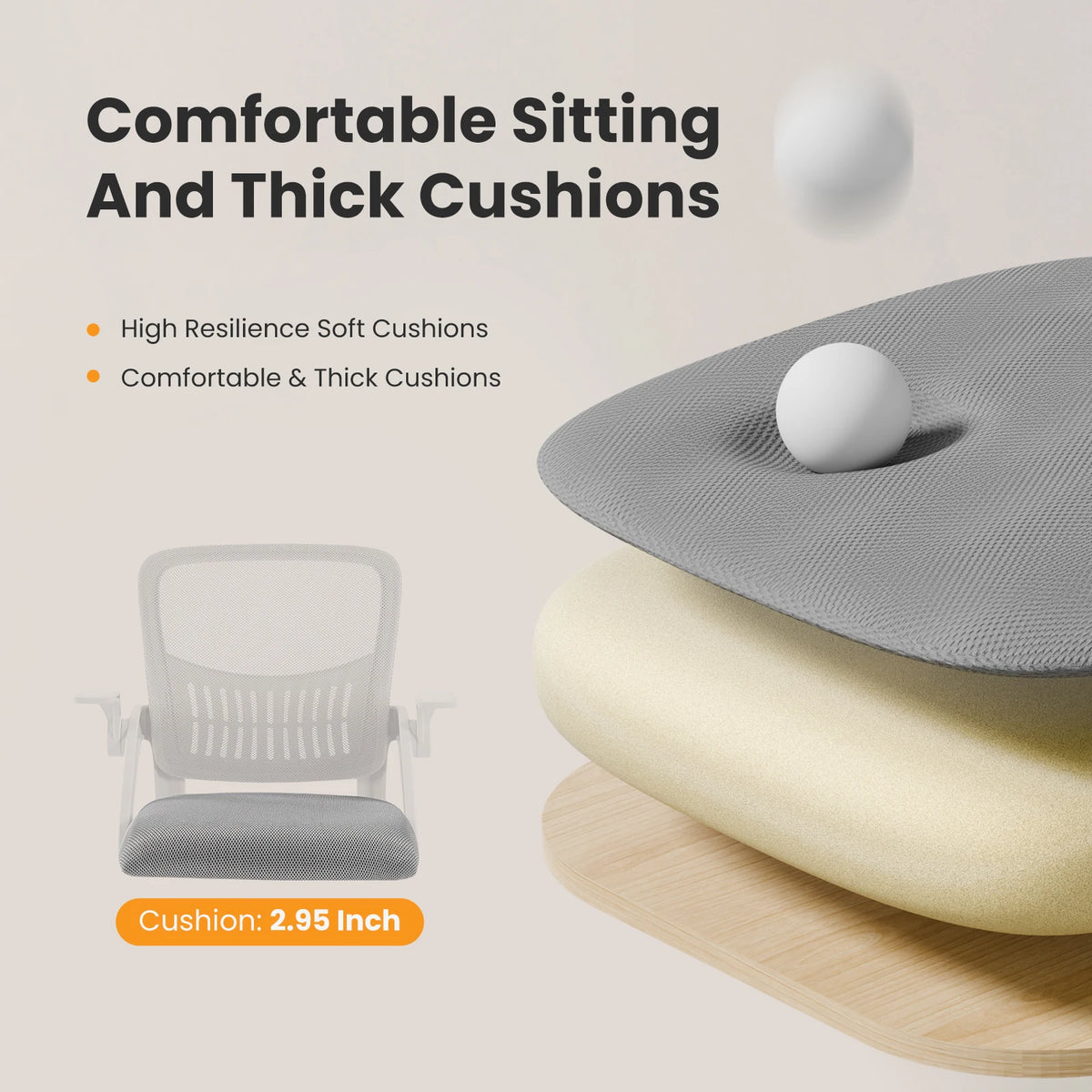 Ergonomic Office Desk Chair with Mid Back Lumbar Support and Flip-up Armrest