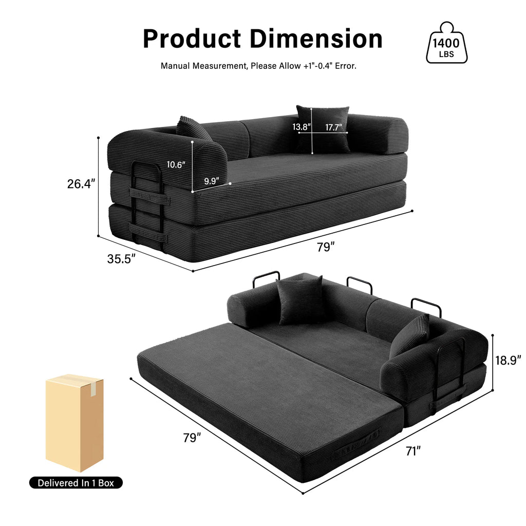 Boneless  Foldable Couch Sleeper Sofa