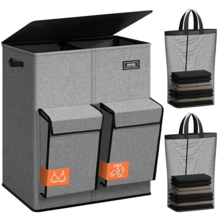 Double Laundry Hamper with Lid