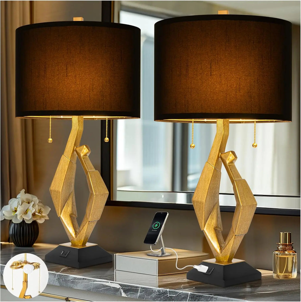 Farmhouse Bedside or Living Room Table Lamps (Set of 2)
