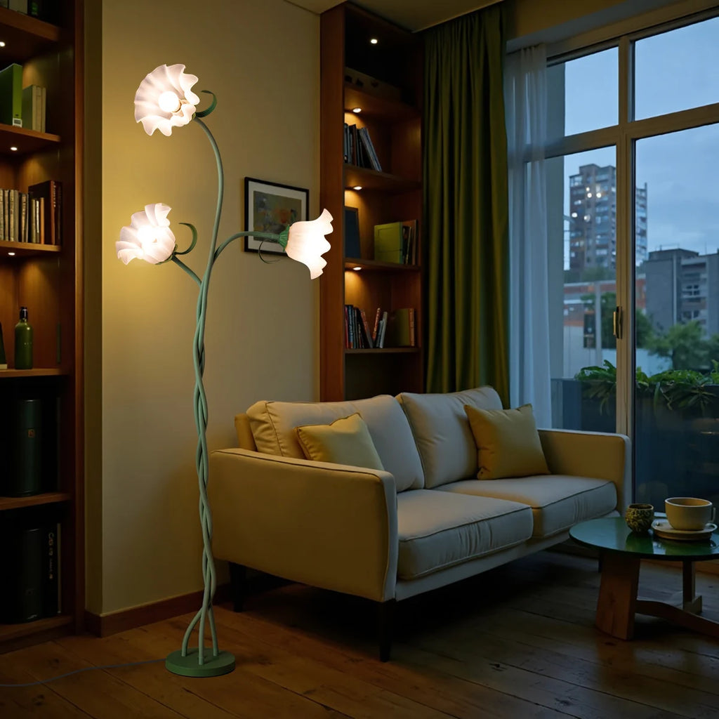 Retro 3-Head Flower Dimmable Floor Lamp