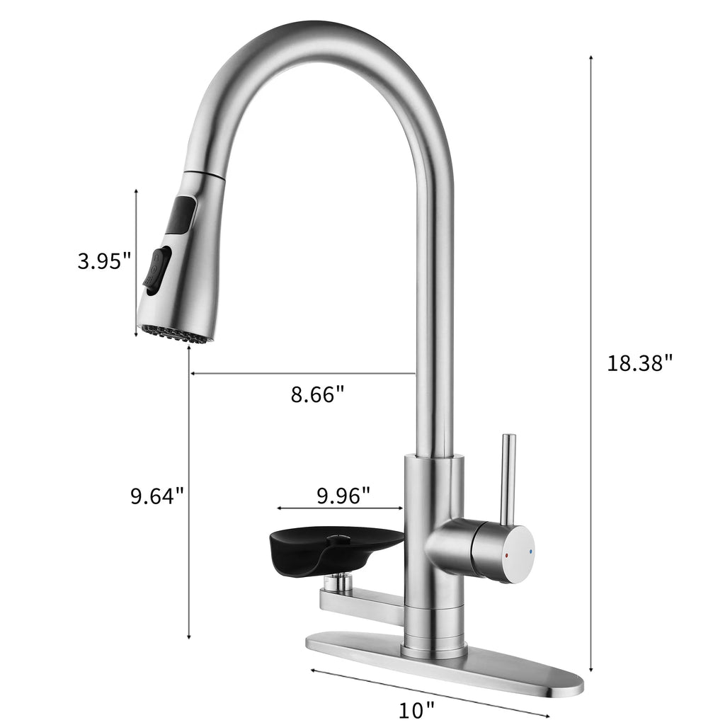 3-in-1 Kitchen Faucet with Press-Type Glass Rinser