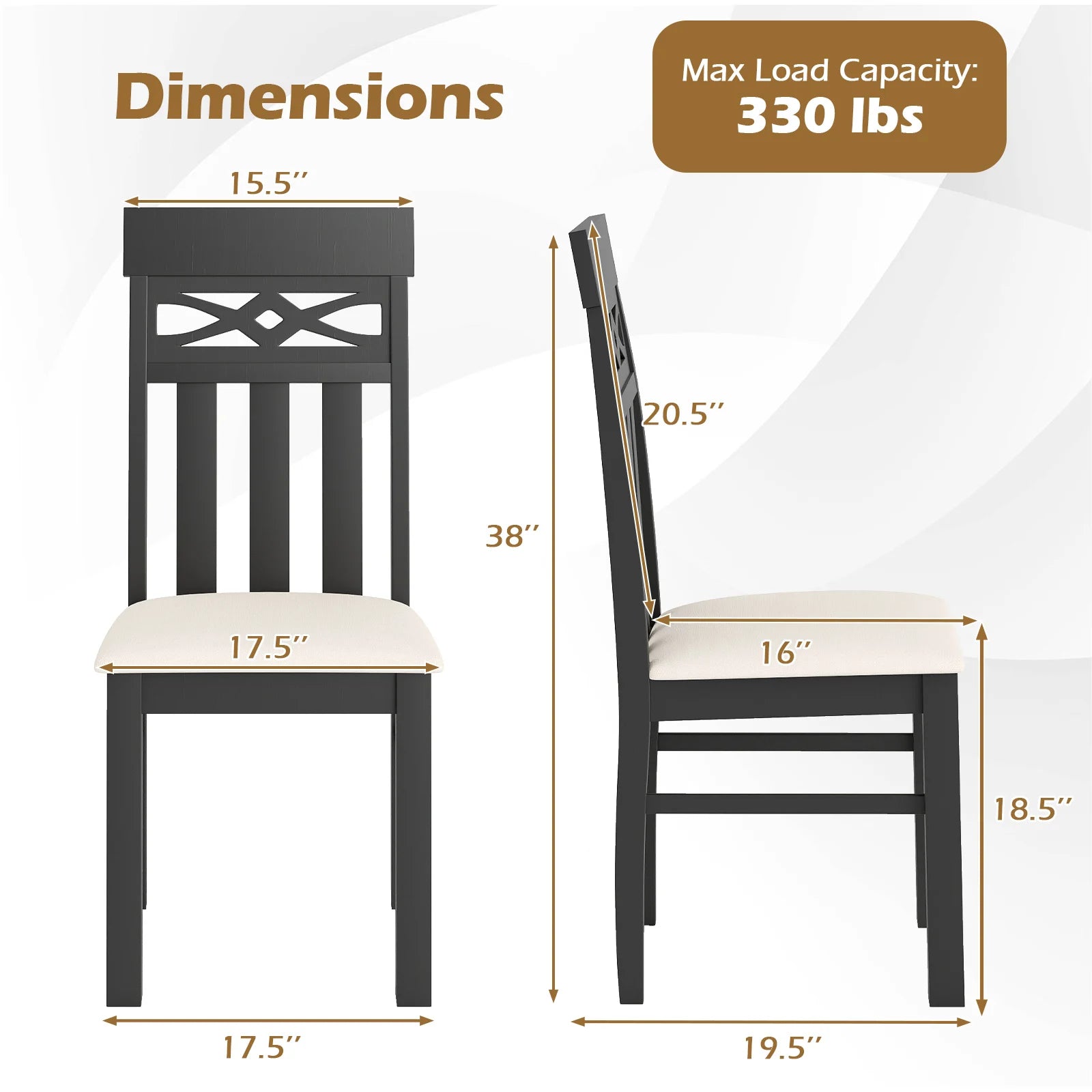 High Back Dining Room Chairs (Set of 2)